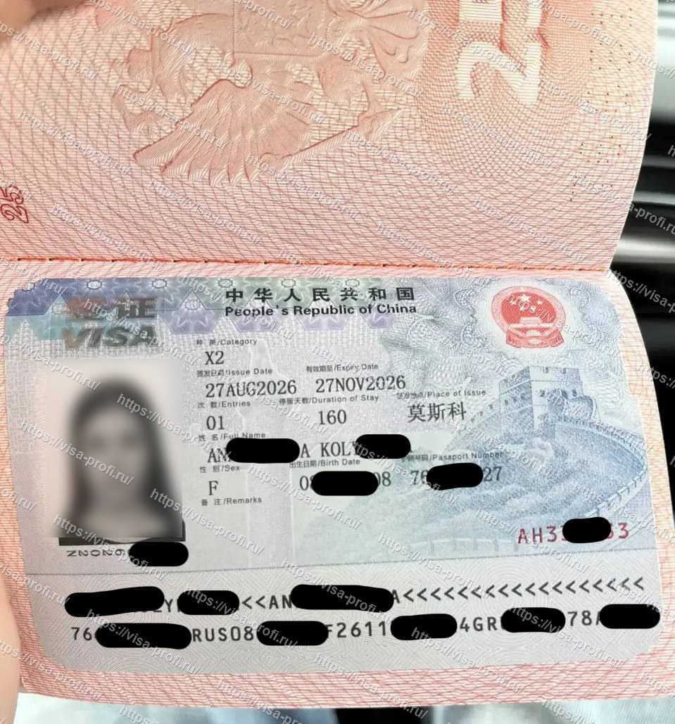 Реальный скан визы в Китай на 160 дней